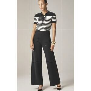 J.Crew Wide-leg Sailor Sweater Pant Womens SZ XXS Black Tencel Silk Blend CH663
